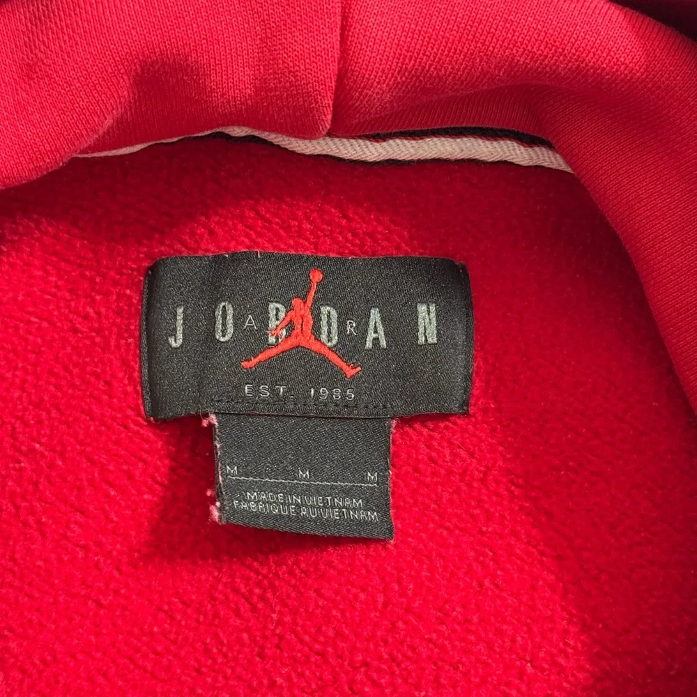 Jordan Red Men’s Medium Pullover Hoodie Black Logo Embroidery